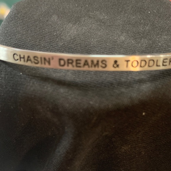 Engraved Silver Tone Bangle with Text. Not Real Silver - Picture 2 of 3
